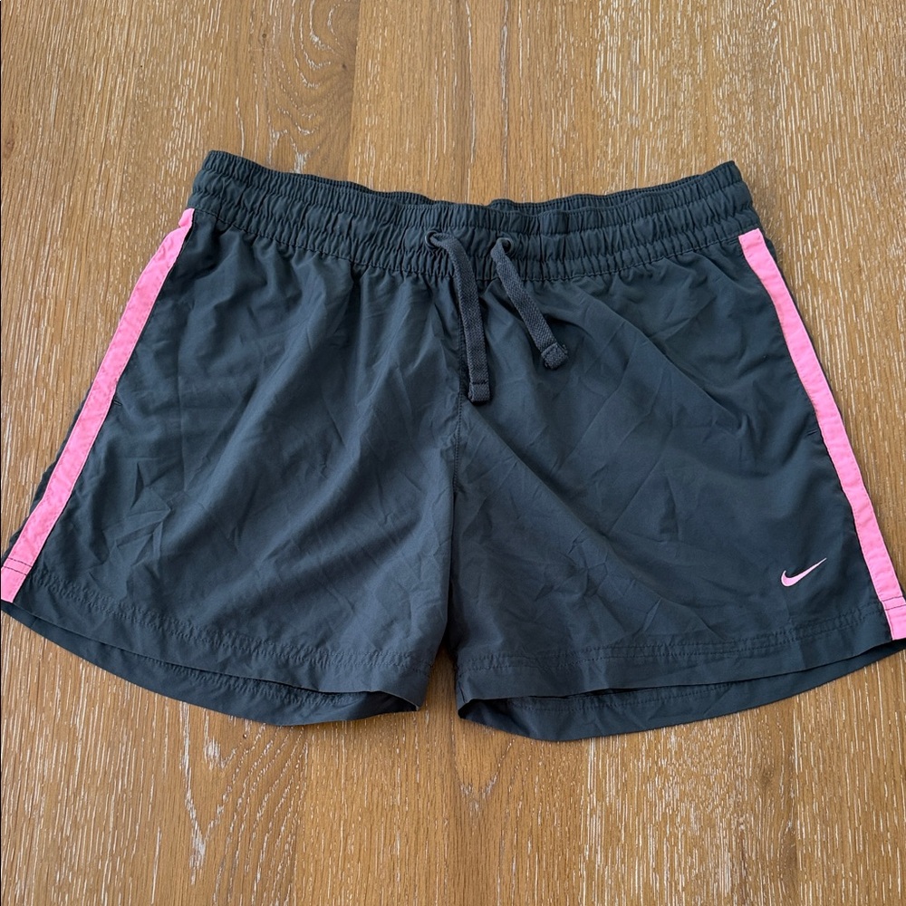 Nike Women’s Black Athletic Shorts with Pink Side Stripes